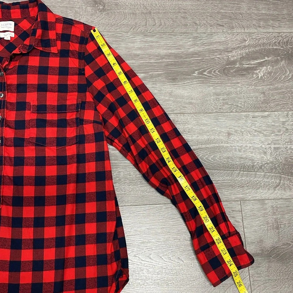 NWOT J. Crew Perfect Fit Popover Long Sleeve Flannel Buffalo Plaid Top M - Picture 9 of 16